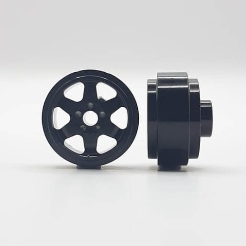 (image for) Staffs STAFFS193 Six Spoke Aluminum Wheels Black 15.8 x 8.5mm (x2)