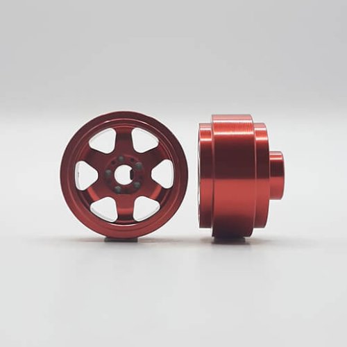 (image for) Staffs STAFFS195 Six Spoke Aluminum Wheels Red 15.8 x 8.5mm (x2)