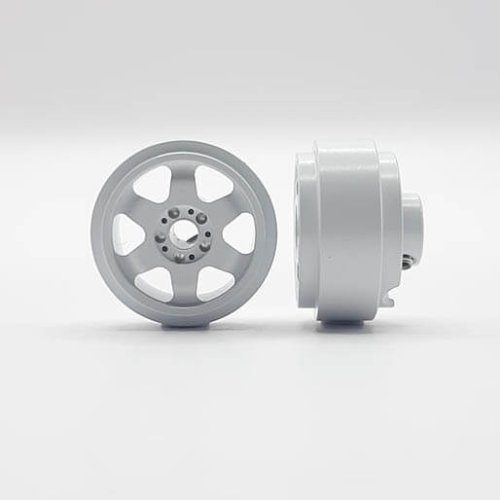 (image for) Staffs STAFFS197 Six Spoke Aluminum Wheels White 15.8 x 8.5mm (x2)