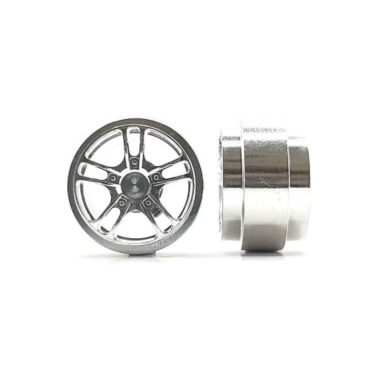 (image for) STAFFS351 Twin 5 Spoke Aluminum Wheels Silver 15.8 x 8.5mm (x2)