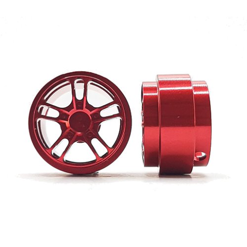 (image for) STAFFS355 Twin 5 Spoke Aluminum Wheels Red 15.8 x 8.5mm (x2)