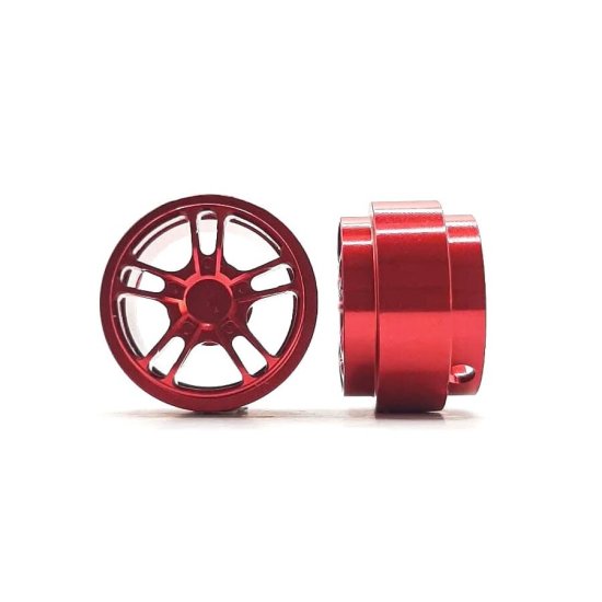 (image for) STAFFS363 Twin 5 Spoke Aluminum Wheels Red 15.8 x 10mm (x2)