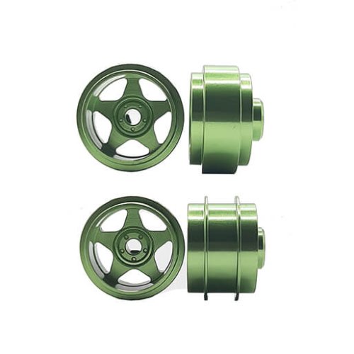 (image for) Staffs STAFFSGREEN5SPOKE Five Spoke Deep Dish Front and Rear Wheels Set (15.8) Light Green - Special Edition (2 + 2)