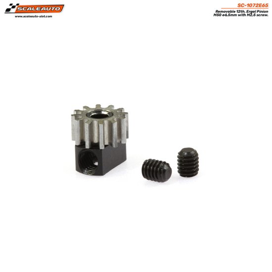 (image for) Scaleauto SC-1072E65 Removable Ergal Pinion 12 Tooth M50 ø6.5mm for 2mm shaft (x1)