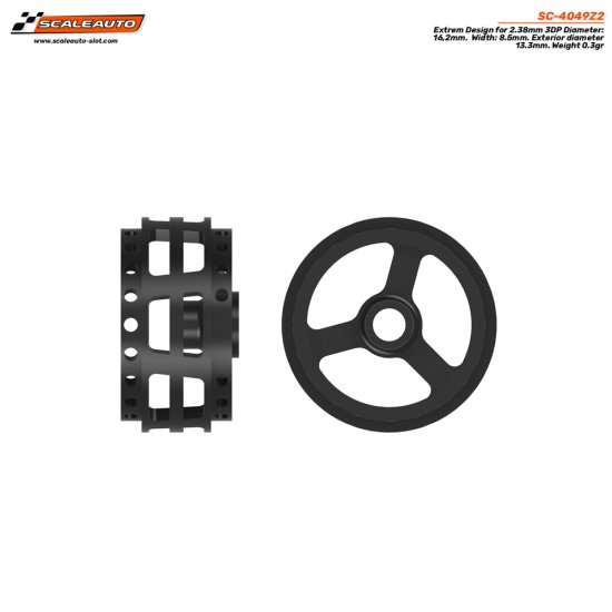 (image for) Scaleauto SC-4049Z2 3DP Wheels 16.2 x 8.5mm Extreme Design, Ultra Lightweight (x2)