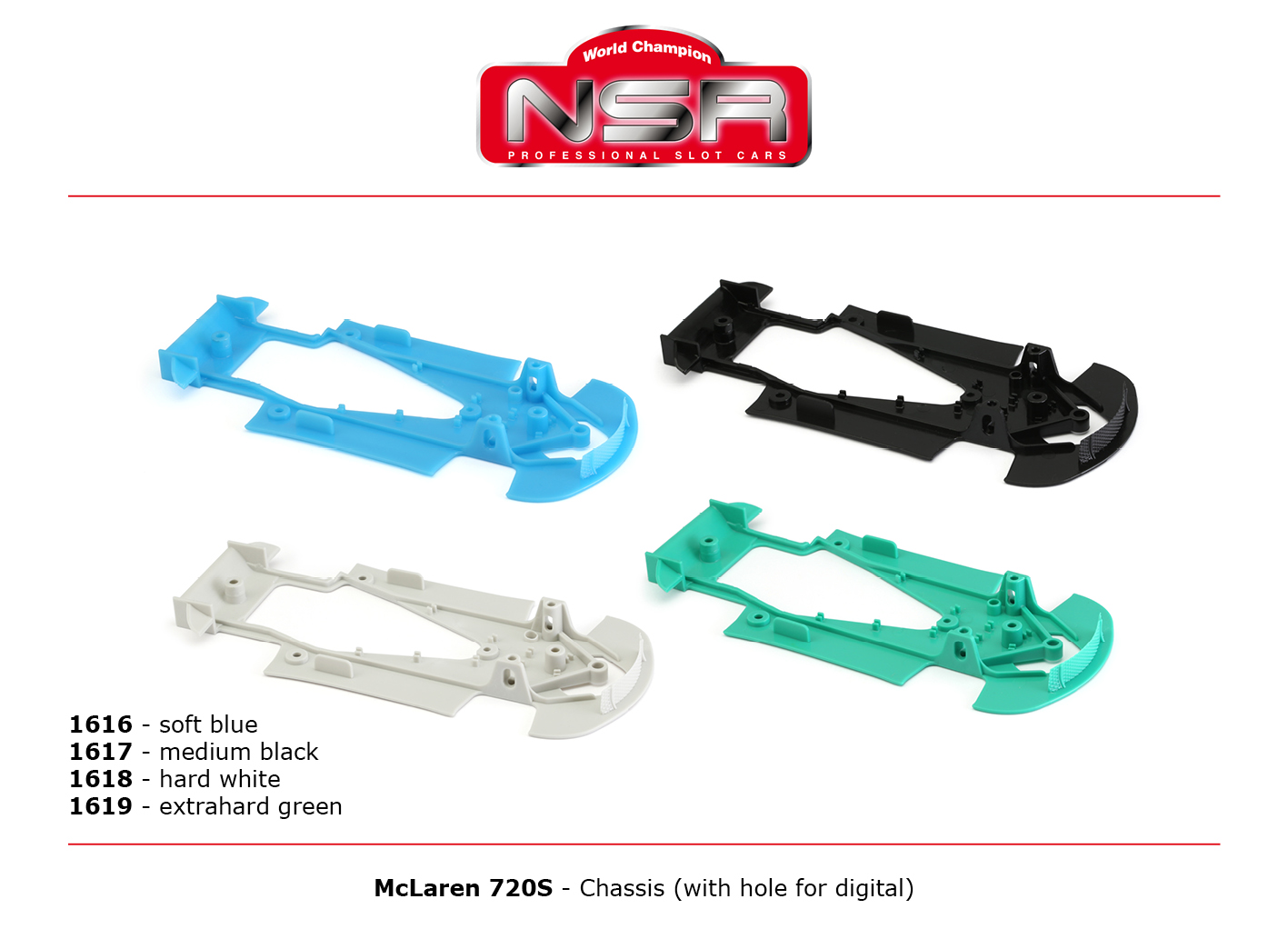NSR 1619 Mclaren 720S Chassis Extra Hard, Green NSR 1619 Mclaren 720S Chassis Extra Hard, Green