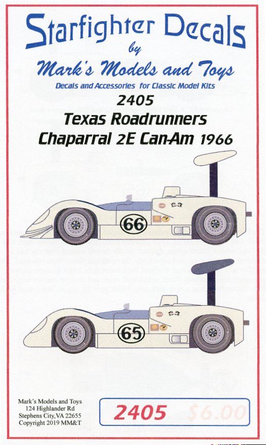 Starfighter Decals 2405 1/24 Chaparral 2E Can Am 1966