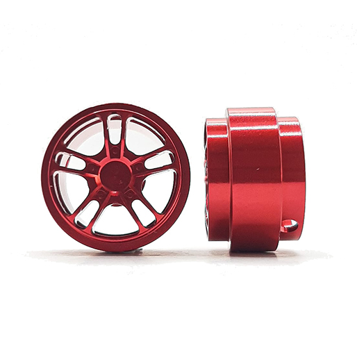 (image for) STAFFS355 Twin 5 Spoke Aluminum Wheels Red 15.8 x 8.5mm (x2)