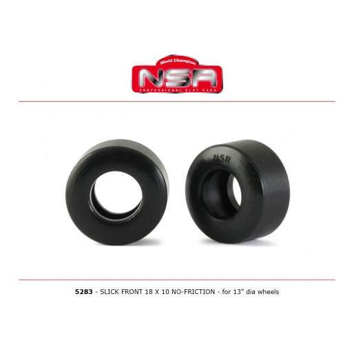 NSR 5283 Slick Front 18x10 No friction for Ø13 wheels, 2/pr NSR 5283 Slick Front 18x10 No friction for Ø13 wheels, 2/pr