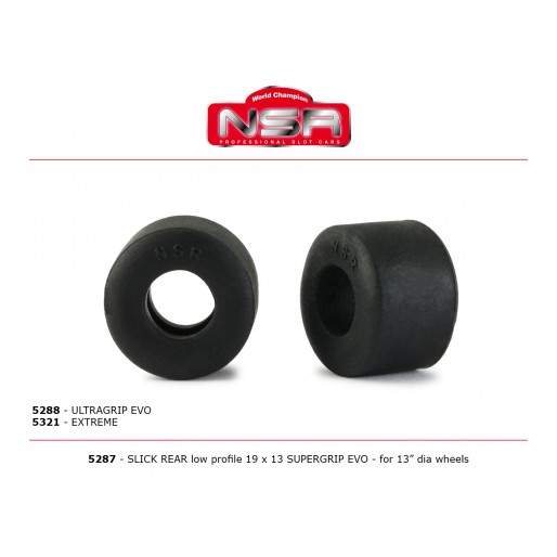 NSR 5287EVO Slick Supergrip Rear 19x13 Ø13" Wheels, 4/pk NSR 5287EVO Slick Supergrip Rear 19x13 Ø13" Wheels, 4/pk