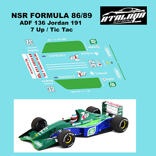 Atalaya Decals ADF136 NSR Formula 86/89 1991 Jordan 191 Atalaya Decals ADF136 NSR Formula 86/89 1991 Jordan 191