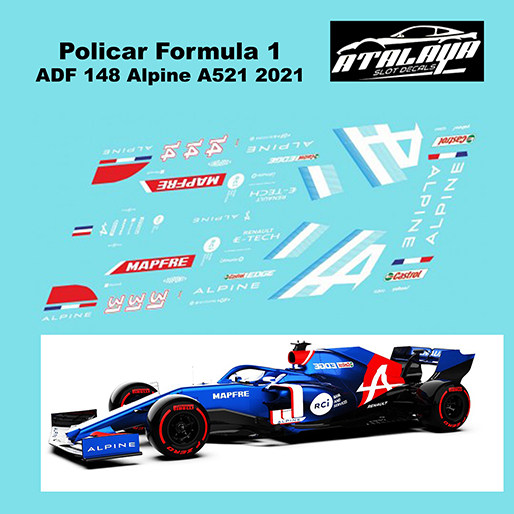 Atalaya Decals ADF148 Policar Formula 1, Alpine A521 2021 Atalaya Decals ADF148 Policar Formula 1, Alpine A521 2021