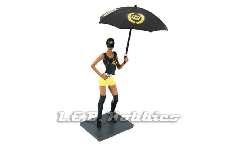 SWFIG/006 Racer Sideways JPS Grid Girl with Umbrella, Francoise SWFIG/006 Racer Sideways JPS Grid Girl with Umbrella, Francoise