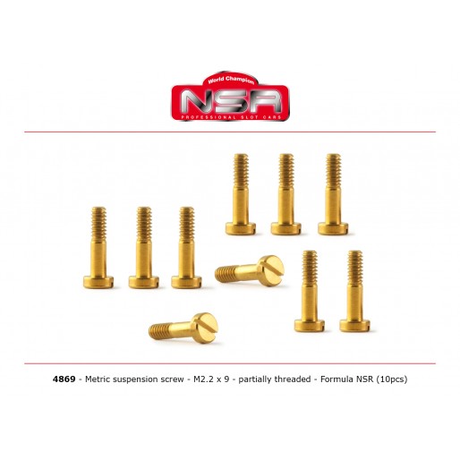 NSR 4869 Metric Suspension Screw M2.2x9mm partially threaded x10 NSR 4869 Metric Suspension Screw M2.2x9mm partially threaded x10