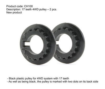 Slot.it SICH100 Black Plastic Pulley for 4WD, 17T, 2/pk