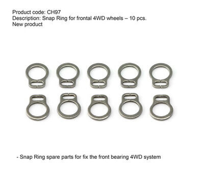 Slot.it SICH97 Snap Rings for 4WD Front Wheels, 10/pk