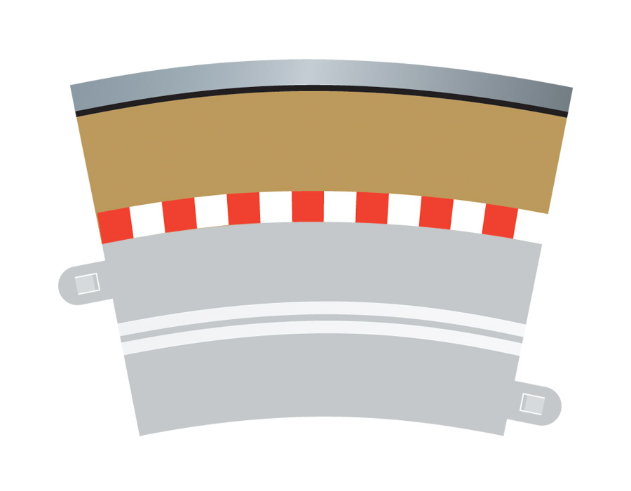 C7019 Scalextric Single Lane R3 Curve Outer Borders 22.5º, 4/pk C7019 Scalextric Single Lane R3 Curve Outer Borders 22.5º, 4/pk